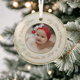 Personalisiert Baby's First Christmas Foto Glitzer Ornament Aus Glas