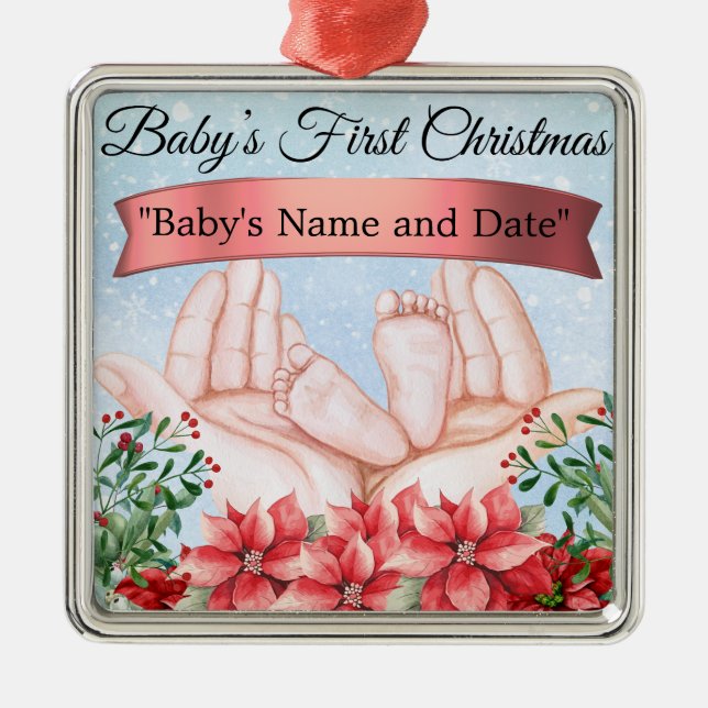 Personalisiert "Baby's First Christmas" Ornament Aus Metall (Vorne)