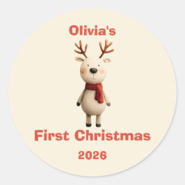 Personalisiert Baby's First Christmas Ornament Runder Aufkleber