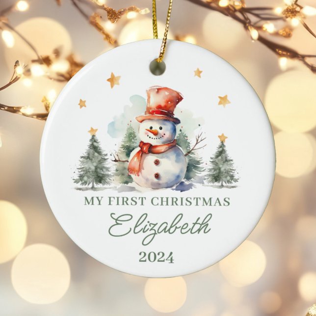 Personalisiert Baby's First Christmas Snowman Keramik Ornament (Von Creator hochgeladen)