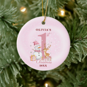 Personalisiert Baby's First Christmas Snowman Keramik Ornament
