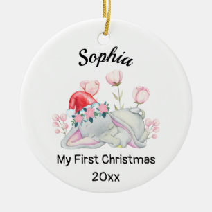 Personalisiert Baby's Girl My First Christmas 2023 Keramik Ornament