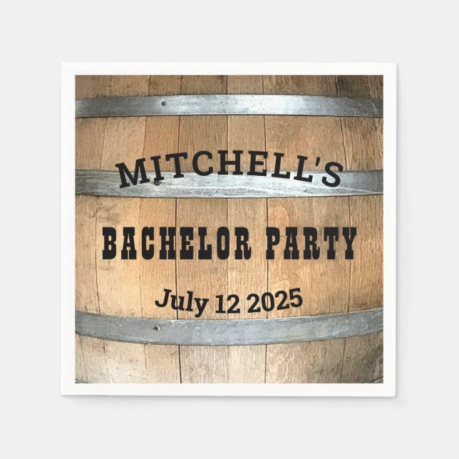 Personalisiert Bachelor Party Whiskey Barrel Napki Serviette (Vorderseite)