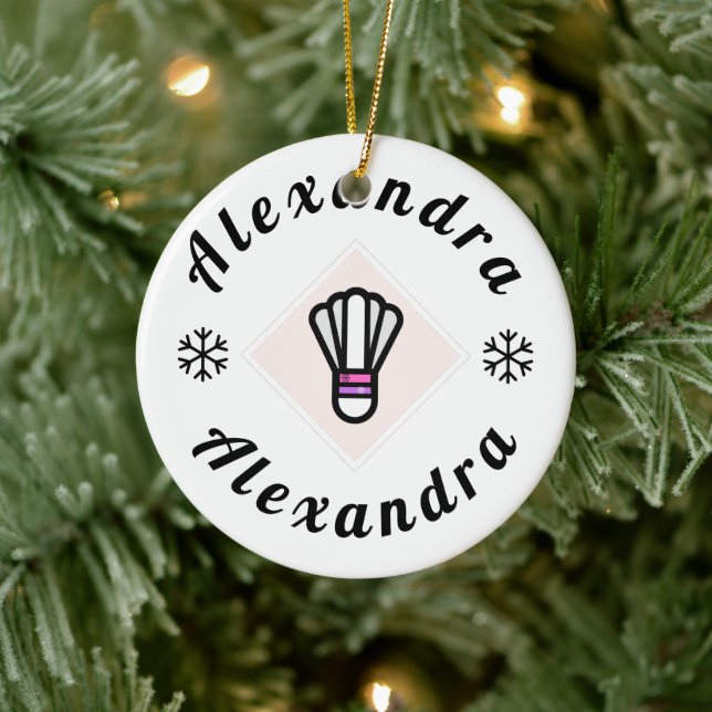 Personalisiert Badminton Anpassbare Snowflake Xmas Keramik Ornament (Baum)
