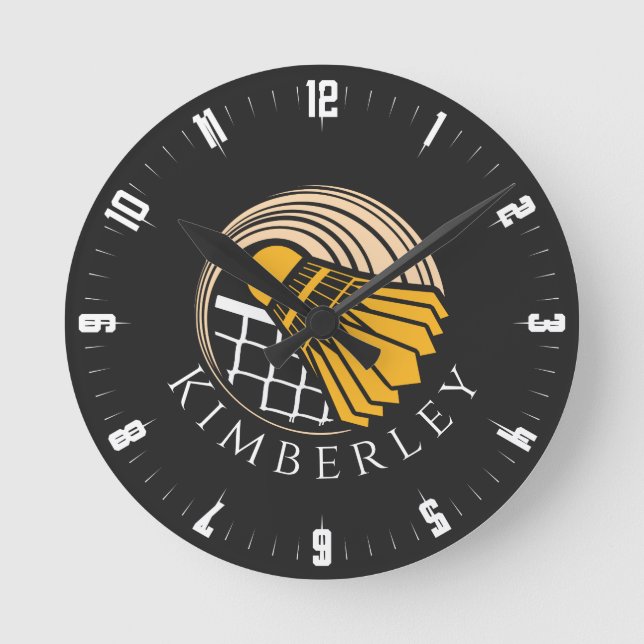 Personalisiert Badminton Modern Player Coach Birdi Runde Wanduhr (Vorderseite)