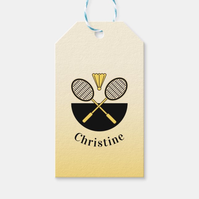 Personalisiert Badminton Rackets Birdie Yellow Omb Geschenkanhänger (Vorderseite)