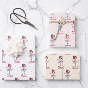 Personalisiert Ballerina Ballet Name Geburtstag Geschenkpapier Set