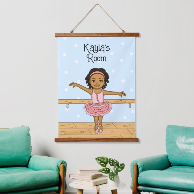 Personalisiert Ballerina Girl's Room Sign Hanging  Wandteppich Mit Holzrahmen (Wohnzimmer)