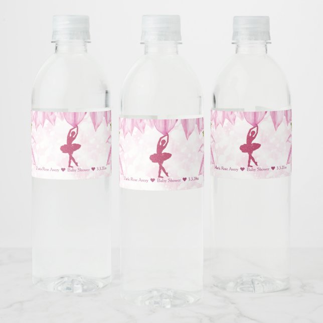 Personalisiert Ballerina Pink Geburtstag (Flaschen)