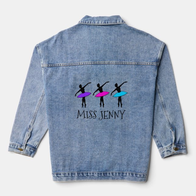 Personalisiert Ballerina Pointe Ballettlehrer Jeansjacke (Rückseite)