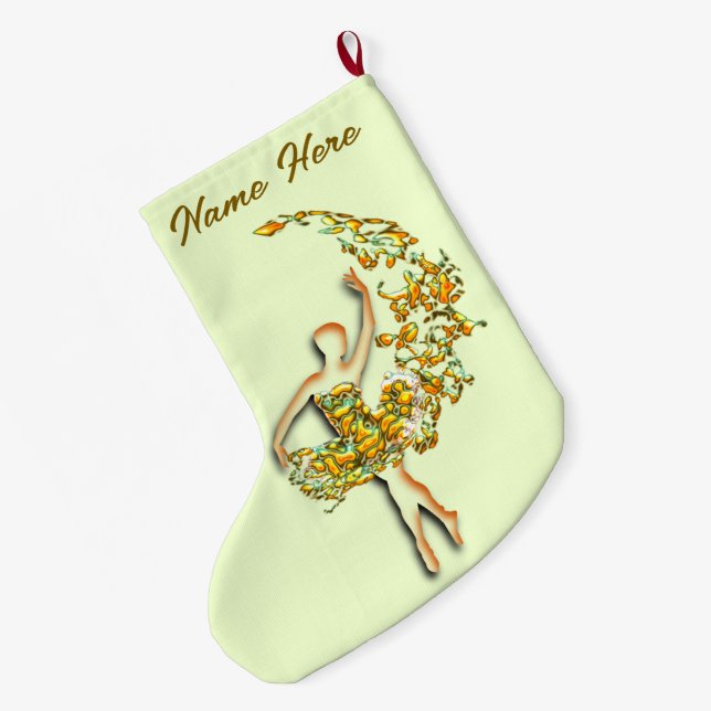 Personalisiert Ballet Dancer Girl Weihnachten Stru Großer Weihnachtsstrumpf (Rückseite (Hängend))