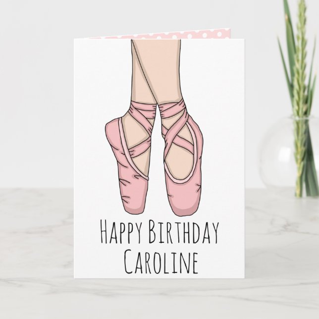 Personalisiert Ballet Slippers Ballerina Geburtsta Karte (Vorderseite)