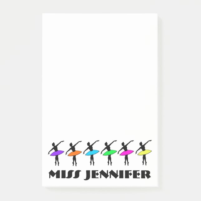 Personalisiert Ballet Tance Teacher Ballerina Poin Post-it Klebezettel (Vorderseite)