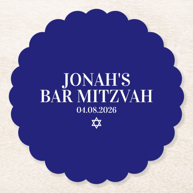 Personalisiert Bar Mitzvah Untersetzer (Vorderseite)