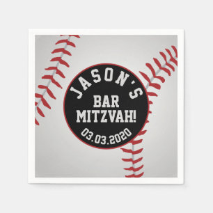 Personalisiert Baseball Bar Mitzvah Red Black Serviette