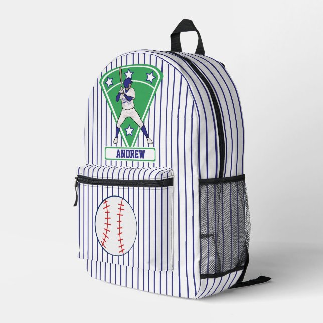 Personalisiert Baseball Batter Star blau Bedruckter Rucksack (Rückseitige Ecke Rechts)