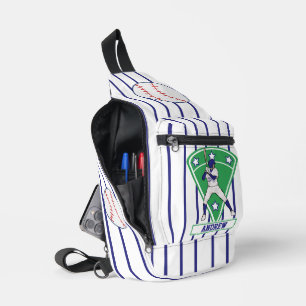 Personalisiert Baseball Batter Star blau Crossbody Bag