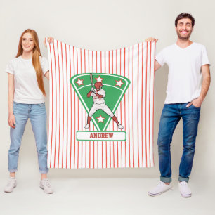 Personalisiert Baseball Batter Star Red Fleecedecke