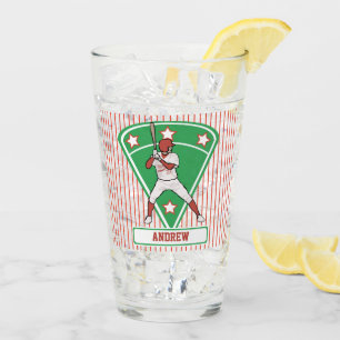 Personalisiert Baseball Batter Star Red Glas
