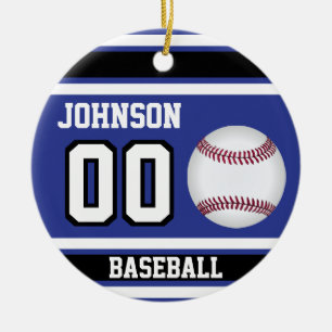 Personalisiert Baseball   Dunkelblau, weiß und sc Keramik Ornament