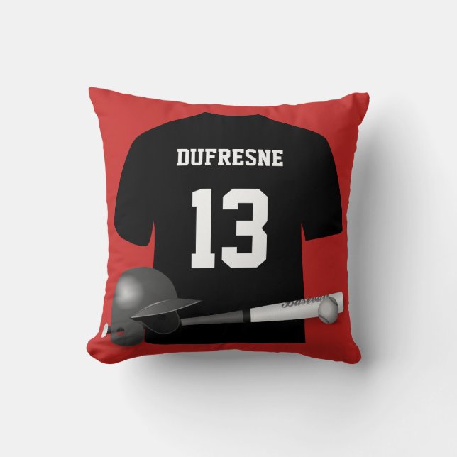 Personalisiert Baseball Jersey Red Reversible Kissen (Vorderseite)