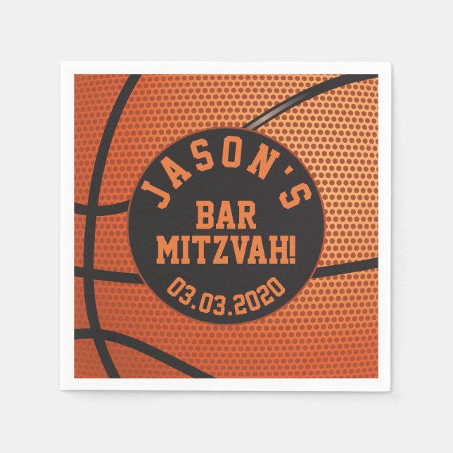 Personalisiert Basketball Bar Mitzvah Serviette (Vorderseite)