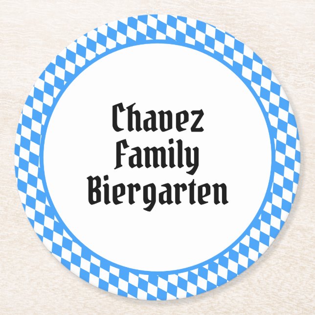 Personalisiert bayerisches Oktoberfest Runder Pappuntersetzer (Vorderseite)