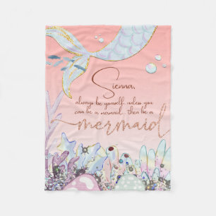 Personalisiert "Be a Mermaid" Fleecedecke