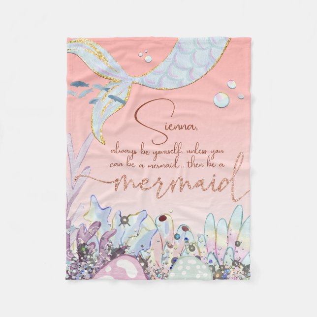 Personalisiert "Be a Mermaid" Fleecedecke (Vorderseite)