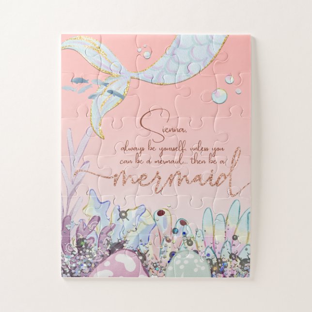 Personalisiert "Be a Mermaid" Pastel Glitzer (Vertikal)