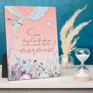 Personalisiert "Be a Mermaid" Pastel Glitzer Fotoplatte