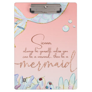 Personalisiert "Be a Mermaid" Pastel Glitzer Klemmbrett