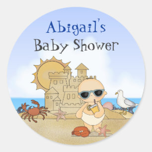 Personalisiert Beach Baby Boy Baby Shower Stickers