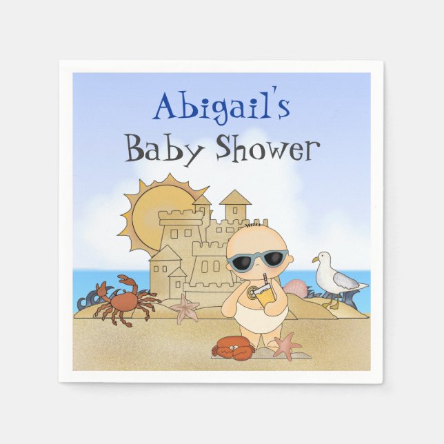 Personalisiert Beach Baby Boy Babydusche Serviette (Vorderseite)