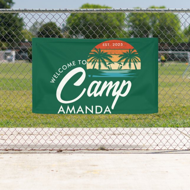 Personalisiert Beach Camp Junggeselinnen-Abschied  Banner (Insitu)