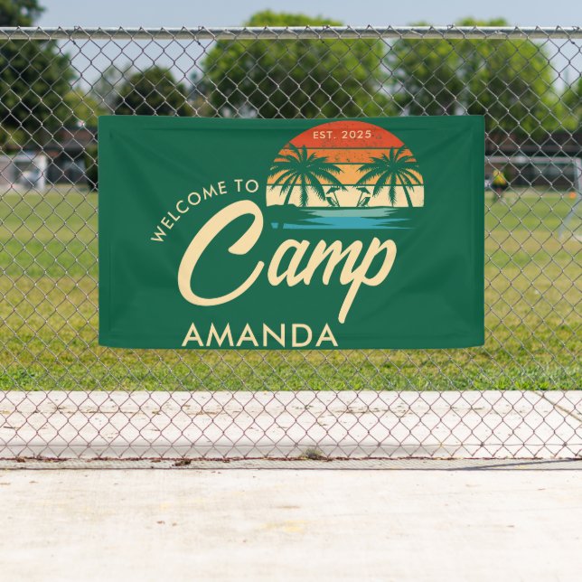 Personalisiert Beach Camp Junggeselinnen-Abschied  Banner (Insitu)