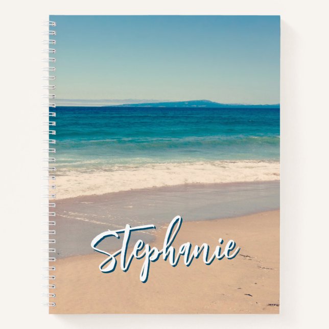 Personalisiert Beach Foto Blue Landschaftlich Notizbuch (Vorderseite)