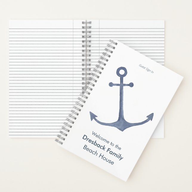 Personalisiert Beach House Gästebuch in Anchor Notizbuch (Innen)