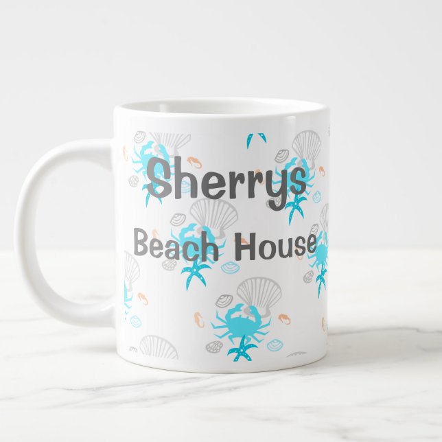 Personalisiert Beach House Kaffee Tasse (Links)