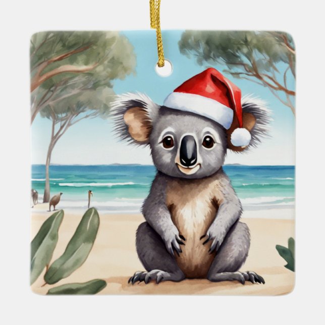 Personalisiert Beach Koala Bear Australien Weihnac Keramikornament (Vorderseite)