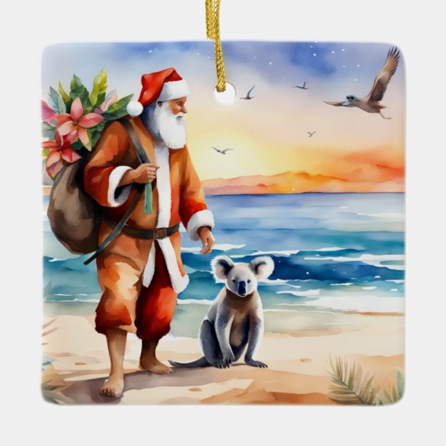 Personalisiert Beach Koala Bear Australien Weihnac Keramikornament (Vorderseite)