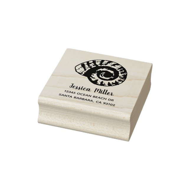 Personalisiert Beach Life Seashell Wood Gummistempel (Stempel)