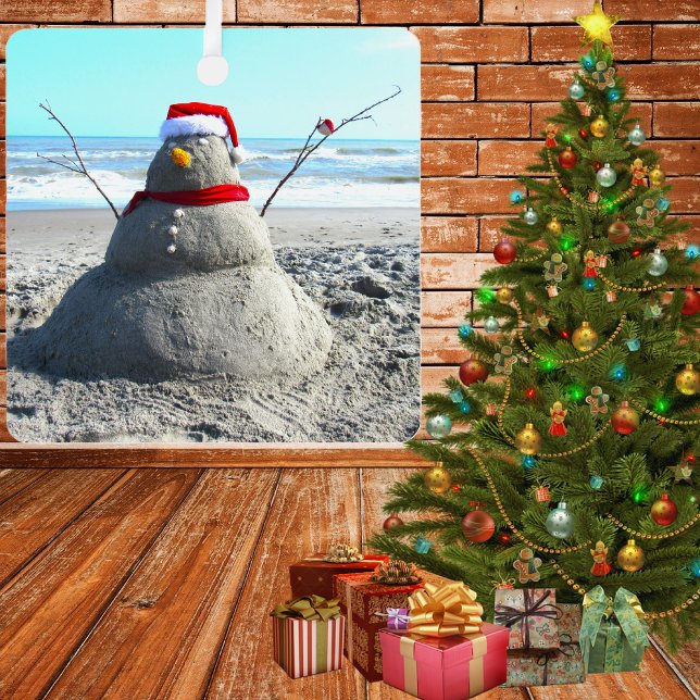 Personalisiert Beach Sand Santa "Snowman" Ornament Aus Metall (Von Creator hochgeladen)