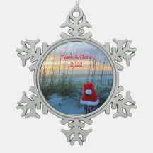 Personalisiert Beach Snowflake Gerahmtes Ornament