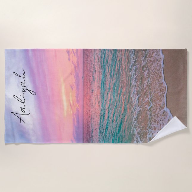 Personalisiert Beach Sunset Strandtuch (Vorderseite)
