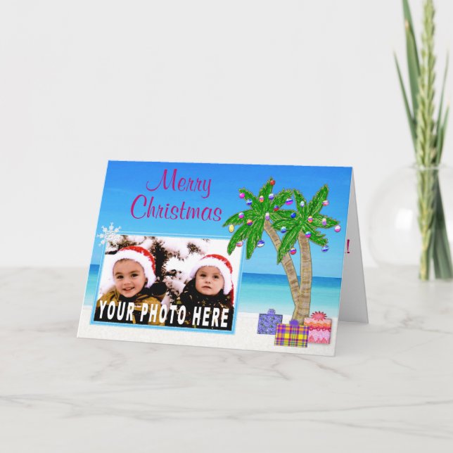 Personalisiert Beach Themed FOTO Weihnachtskarten Feiertagskarte (Vorderseite)