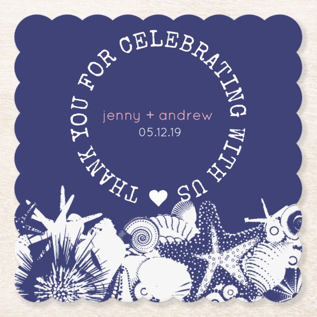 Personalisiert Beach Wedding Gefallen Party Unters Untersetzer (Vorderseite)