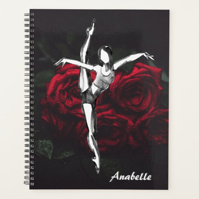 Personalisiert Beautiful Ballerina und Rose Ballet Planer (Vorderseite)