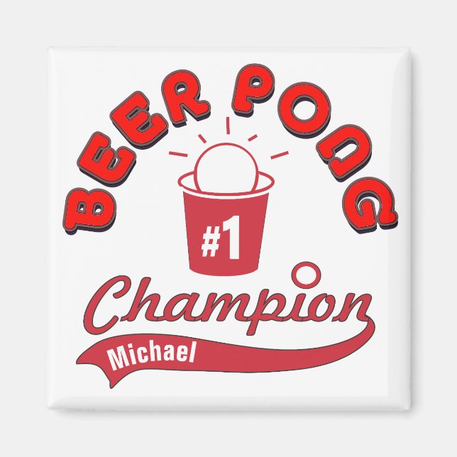 Personalisiert Beer Pong Champion Magnet (Vorne)