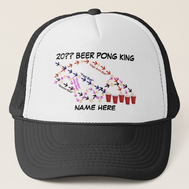 Personalisiert Beer Pong King Truckerkappe (Vorderseite)